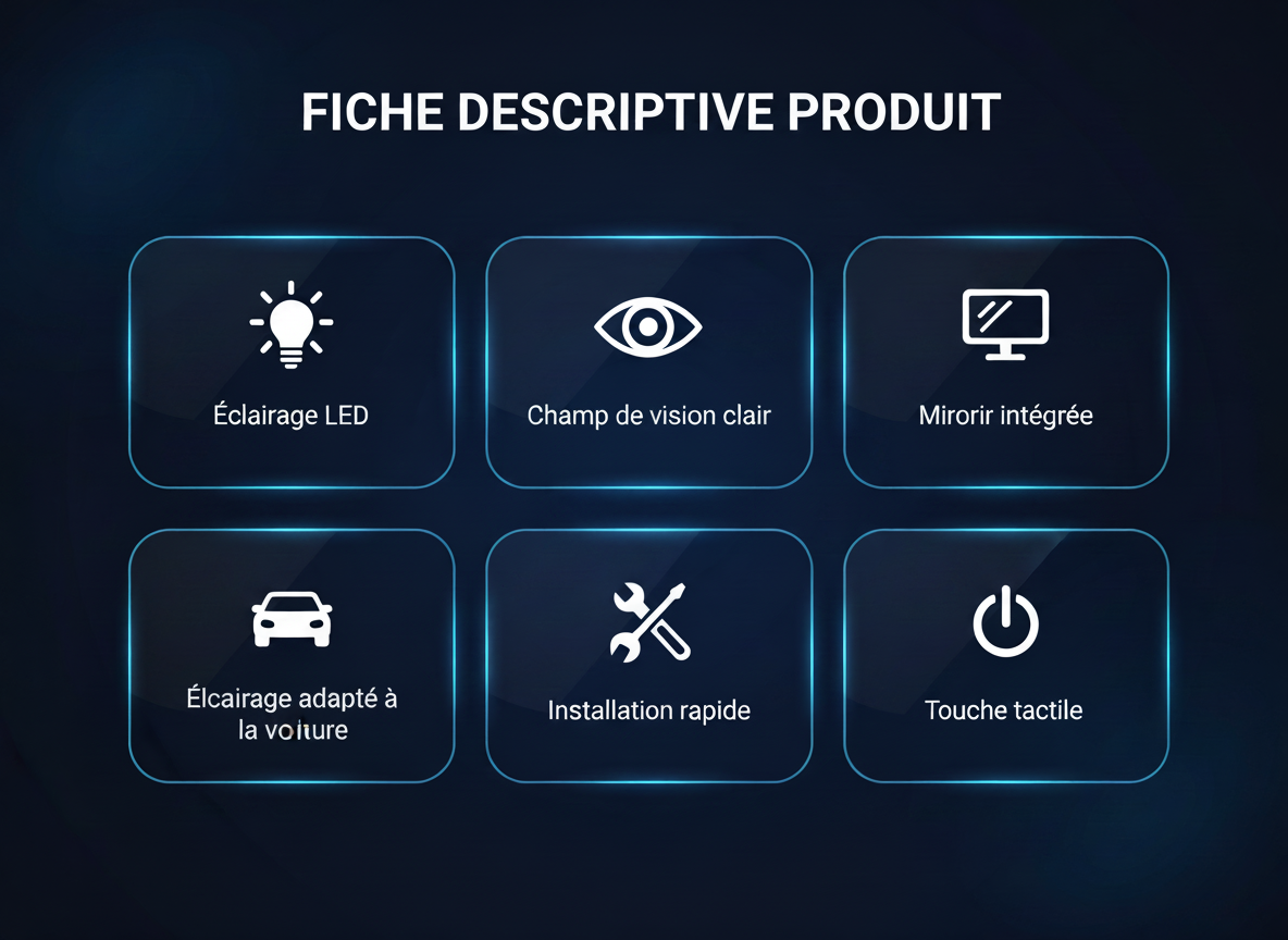Miroir de Pare-Soleil LED Rechargeable — Écran Tactile HD